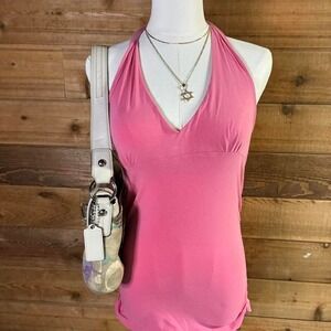 Y2K Women's Pink halter top with tie back